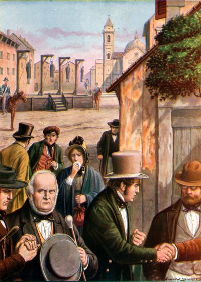 Patriotten Ortolani, Zanoli, Montanari en Rambelli geëxecuteerd in Ravenna door Tancredi Scarpelli