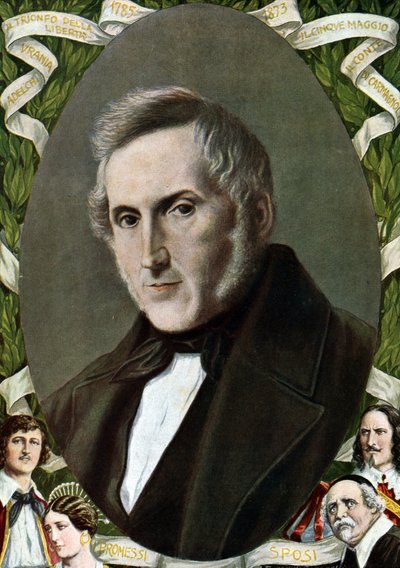 Portret van Alessandro Manzoni (1785 - 1873), Italiaanse schrijver Illustratie van Tancredi Scarpelli (1866-1937) uit 