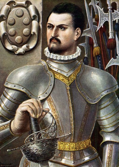 Portret van Jean de Medicis bekend als Jean des Bands Noires (Giovanni dalle Bande Nere) (1498-1526) Italiaanse condottiere door Tancredi Scarpelli