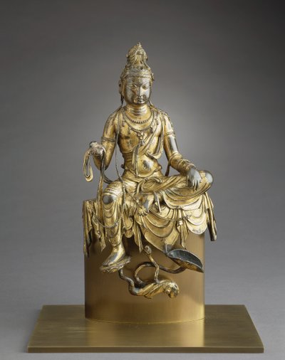 Zittende Bodhisattva Avalokitesvara, 8e eeuw (brons met vergulding) door Tang Dynasty Chinese School