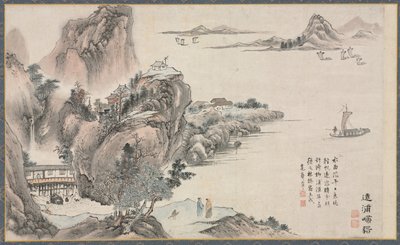 Een van de Acht Zichten van de Xiao en Xiang Rivieren, 1788 door Tani Bunch