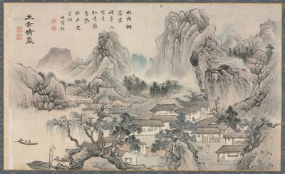 Een van de acht uitzichten van de Xiao en Xiang rivieren door Tani Bunch