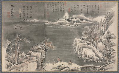 Een van de acht gezichten op de Xiao en Xiang rivieren door Tani Buncho