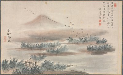Een van de acht gezichten op de Xiao en Xiang rivieren door Tani Buncho
