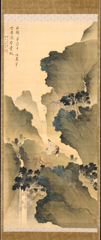 Een waterval bekijken, hangende rol door Tani Buncho