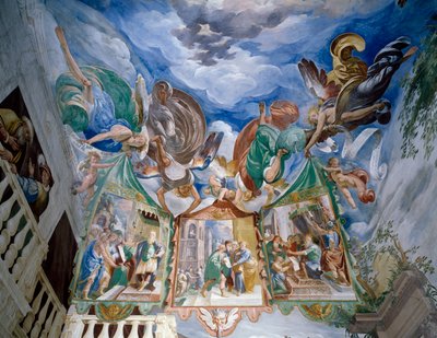 Jezus wordt aan Pilatus gepresenteerd, detail uit gewelf fresco door Antonio d