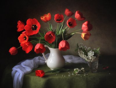 Levendige rode tulpen door Tatyana Skorokhod