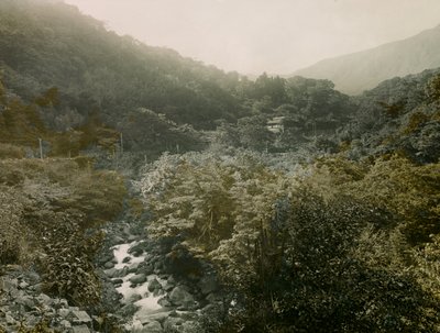 Gezicht op het dorp Miyanoshita in de bergen van Hakone, circa 1900 - 1915 (foto) door Teijiro Takagi