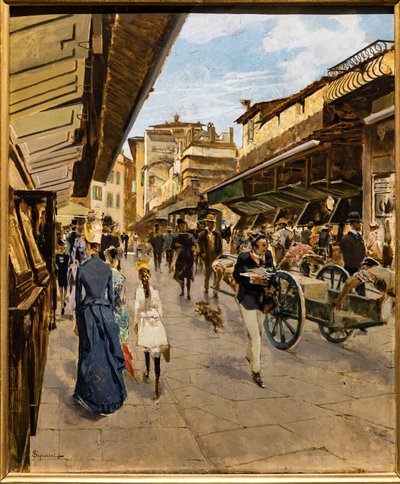 Oude Brug in Florence, c.1882 door Telemaco Signorini