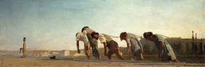 De Treidelweg, schilderij, 1864/65 door Telemaco Signorini