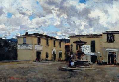 Het plein van Settignano, ca. 1889 door Telemaco Signorini