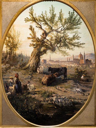 Uitzicht op de Arno en St. vanaf het Belvedere-fort door Telemaco Signorini