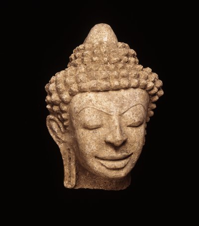 Boeddhahoofd, van Chedi Chula Pathom, Davaravati-periode door Thai School