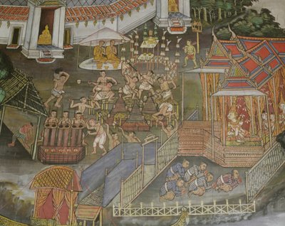Detail van de stad Phitsanulok, Wat Bowonniwet Vihara, Bangkok door Thai School