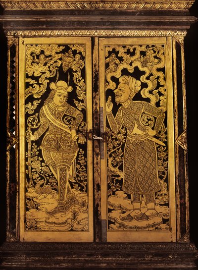 Manuscriptkast, regeerperiode van Rama III (1787-1851) (hout) door Thai School