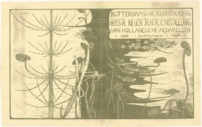 Catalogusomslag met waterplanten door Theo van Hoytema