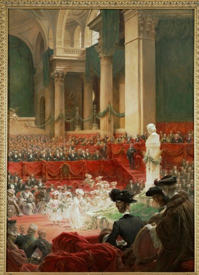 De viering van de honderdste geboortedag van de dichter Victor Hugo ... (schilderij op doek) door Theobald Chartran