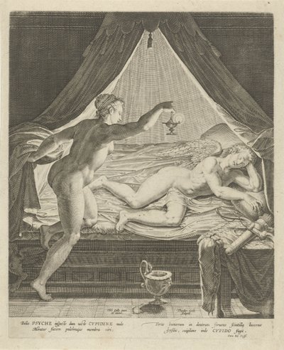 Amor en Psyche door Theodoor Galle