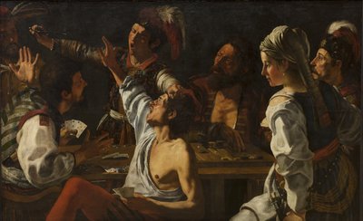 Kaart- en backgammonspelers. Ruzie over kaarten door Theodoor Rombouts