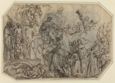 De Drie-eenheid en de Maagd verschijnen aan geestelijken door Theodor Boeyermans