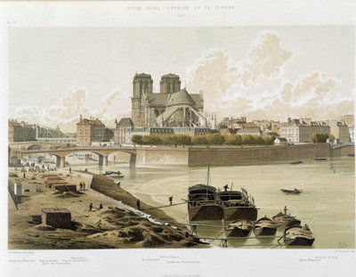 Notre Dame de Paris gezien vanaf de oevers van de Seine in Parijs door Theodor Josef Hubert Hoffbauer