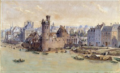 Uitzicht op de Toren van Nesles in Parijs in de 17e eeuw door Theodor Josef Hubert Hoffbauer