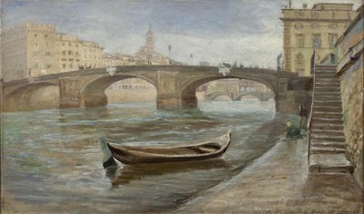 Een Bewolkte Dag in Florence nabij Ponte Santa Trinità door Theodor Philipsen