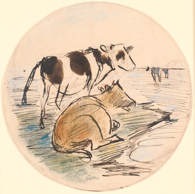 Kalveren op Saltholm (schets voor keramische schaal) door Theodor Philipsen