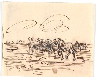 Dravende paarden door Theodor Philipsen