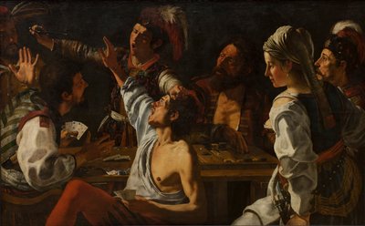 Kaart- en backgammonspelers. Ruzie over kaarten, 1620-1629 door Theodor Rombouts