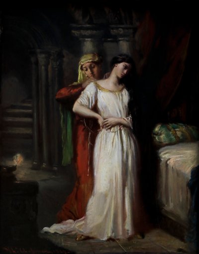 Desdemona trekt zich terug naar haar bed door Théodore Chassériau