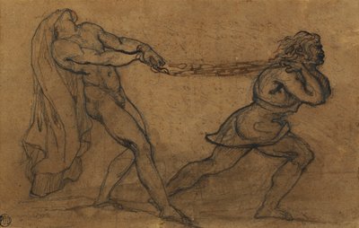 Een mannelijk naakt getrokken door een andere man door Theodore Gericault