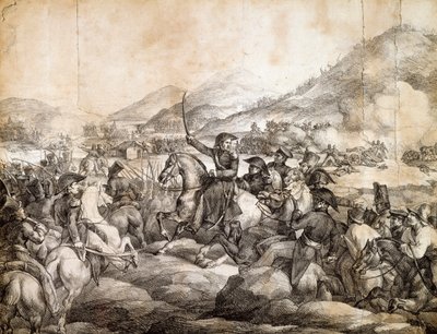 Slag bij Chacabuco, februari 1817, die de overwinning van José De San Martin op de Spanjaarden bezegelde door Theodore Gericault