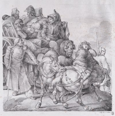 Kar vol met gewonde soldaten door Theodore Gericault
