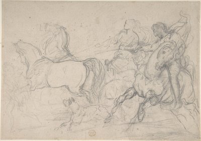 Wagenmenner en ruiter door Theodore Gericault
