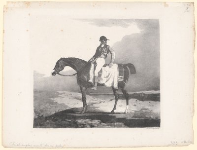 Engels paard bereden door een jockey (English Horse Mounted by a Jockey) door Theodore Gericault