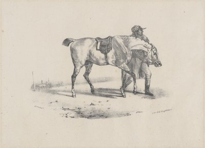 Een paard dat voor de race wordt uitgelaten (A Horse Being Walked Before the Race) door Theodore Gericault