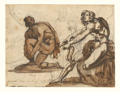Klassieke naakten (voorkant); Klassieke beeldhouwwerken (achterkant) door Theodore Gericault