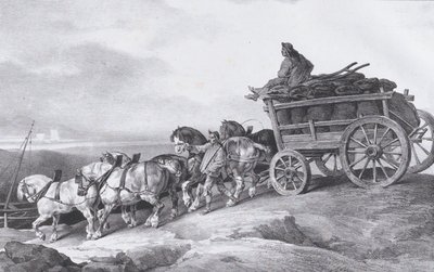 Kolenkarren getrokken door paarden (1822) door Theodore Gericault