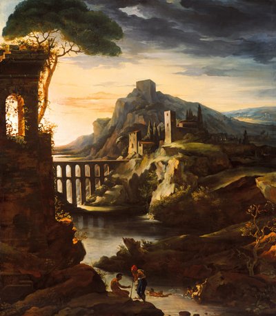Avond: Landschap met een Aquaduct door Theodore Gericault