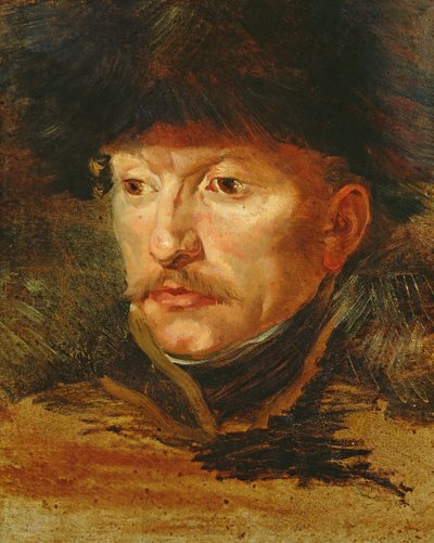Hoofd van een ruiter (portret van Luitenant Dieudonne), ca.1812 door Theodore Gericault