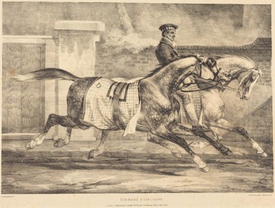Paarden die trainen door Theodore Gericault