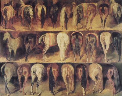 Achterkanten van paarden door Theodore Gericault