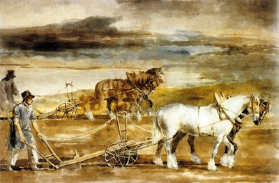 Scène van ploegen in Engeland, c.1820 door Theodore Gericault
