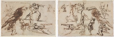 Blad met Schetsen (recto) Blad met Schetsen (verso) door Theodore Gericault