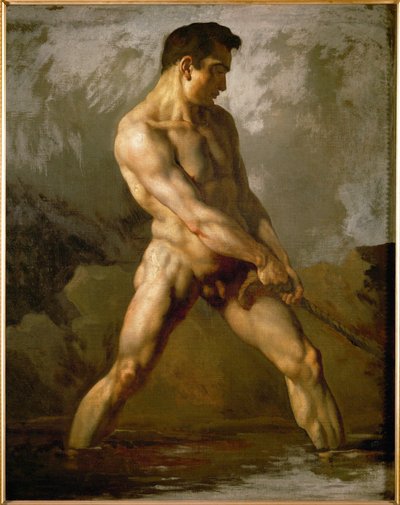 Studie van een mannelijk naakt ... (olieverf op doek) door Theodore Gericault