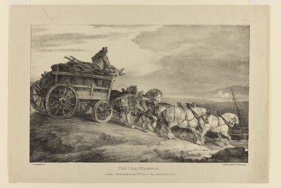 De kolenwagen, uit Diverse onderwerpen getekend uit het leven op steen door Theodore Gericault