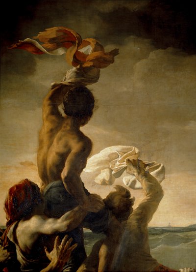 Het vlot van de "Medusa". Schilderij naar een ... door Theodore Gericault
