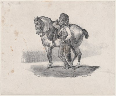 De trompet van de huzaren door Theodore Gericault