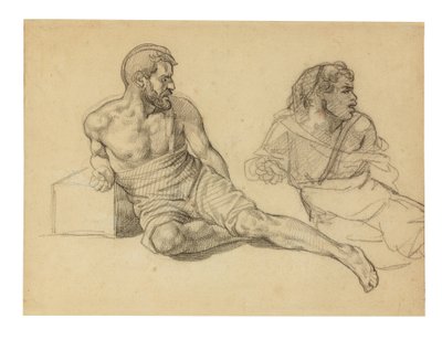 Twee studies voor de figuur zittend aan de voet van de mast door Theodore Gericault